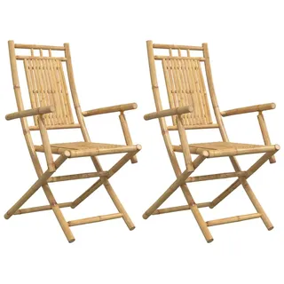 vidaXL Gartenstühle 2 Stk. Klappbar 53x66x99 cm Bambus - Braun