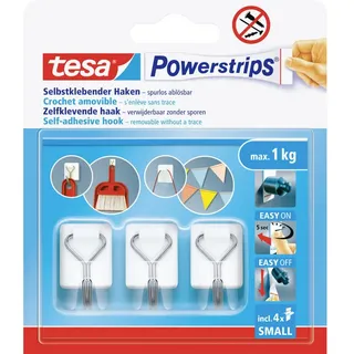 Tesa Garderobenhaken Powerstrips 3er Weiß