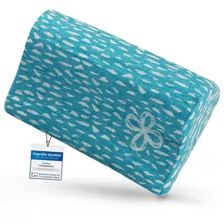 sositex | 1 Premium Kissen für Sauna, Hängematte, Strand, Nackenstütze, Reisekissen | Design: Wave | Maße: 30 x 20 cm, Bezug100% Leinen, Polster PUR (Petrol/White)