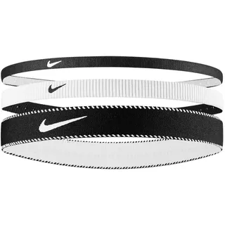 Nike Herren Flex Classic Mixed Width Headbands 3er Pack Stirnbänder Running Fitness Training Sport Haarband Set, Black/White/Black, One Size