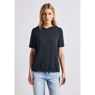 STREET ONE Damen 3227388 T-Shirt mit Kapuze, Deepwater Blue, 42