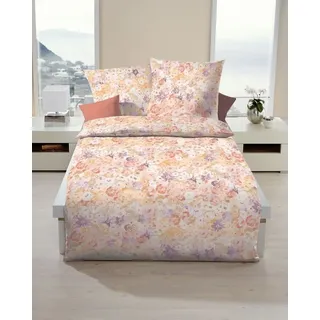 Kaeppel Mako Satin Bettwäsche Blumen Aqua Hellblau Vanille Eden 135x200 cm Vanille - Gelb