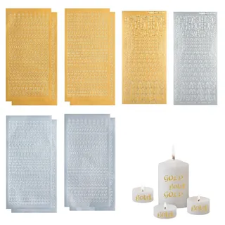 NUDVMUCH 10 Blatt Wachsbuchstaben für Kerzen Gold und Silber, Wachsbuchstaben Für Kerzen,Buchstaben Aufkleber mit Zahlen, für Taufe Kommunion Hochzeit Fotoalbum Scrapbook