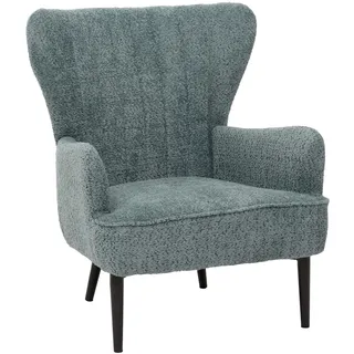 Mendler Lounge-Sessel HWC-K37, Cocktail-/Ohrensessel Polsterstuhl Retro Vintage Stoff Chenille (500g/m2) Öko-Tex ~ blau-grün