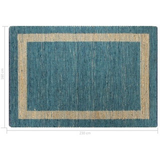 vidaXL Teppich Handgefertigt Jute Blau 160x230 cm