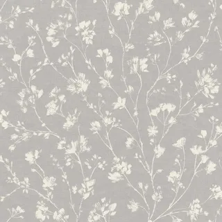 Rasch Textil Graue Blumentapete auf Vlies mit Leinen-Optik 27 cm x 10 m grau/weiß 463828