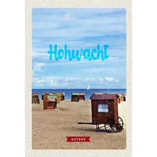 vianmo Holzschild 30x20 cm Hochwacht Ostsee Strandkorb Meer Boote