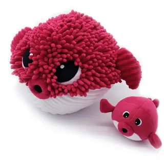 LES DÉGLINGOS • Plüschtier Gobetou der Fisch Globus Mama und Ihr Baby, Rote Beete Les Ptipotos | ultraweich | ab Geburt Mädchen und Jungen | recycelte Füllung