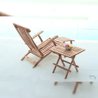 Möbilia Liegestuhl mit Fußstütze 4 Liegepositionen 0 x 0 x 0 cm Beige