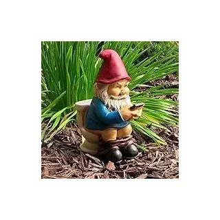 Gartenzwerg auf der Toilette – 13 cm groß, mit Zeitungspapier auf der Toilette – Lustige Gartenfigur – Wetterfeste Dekoration für Garten und Camping