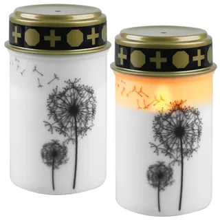 GAOUTO 2 Stück LED Grabkerze, Flammenlose Grabkerzen LED mit Batterie, Wasserdichtes Grablichter für Draußen, Grablicht Geeignet für Gartenhof, Weihnachtsdekoration, Kirche