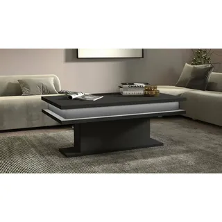 Dmora - Couchtisch Leon, Wohnzimmer-Couchtisch, Anthrazit mit LED-Licht, 100x55x42 cm