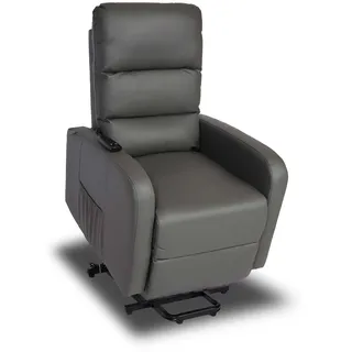 Mendler Fernsehsessel HWC-K62 Kunstleder 72 x 141 x 0 cm Grau mit Liegefunktion