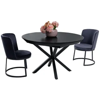 JV moebel Modernes Set Esstisch 6x Stühle Esszimmer Möbel Designer Essgruppe schwarz