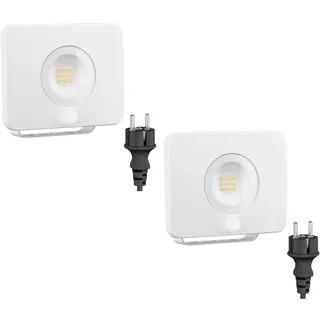 ledscom.de 2 Stück LED Gartenstrahler WEGA für außen, IP44, Bewegungsmelder, Stecker, 11,7 W, 951lm, warmweiß, Bewegungsmelder