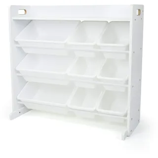 Humble Crew Kinderregal. Spielzeugregal mit 9 Aufbewahrungsboxen. Weiß/weiß