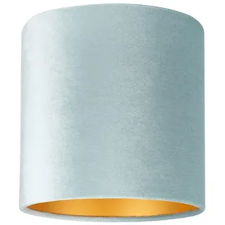 Leuchtenschirm , Hellblau , Metall, Textil , Federn , zylindrisch , E27 , 23 cm , Lampen & Leuchten, Leuchtenzubehör, Lampenschirme
