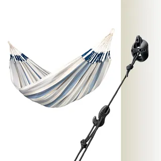 LA SIESTA® - Brisa - Klassische Doppel + Multizweck-Befestigung Hängematte, handgefertigt in Kolumbien, mit 160 cm Breite für entspannte Momente drinnen und draußen. (Sea Salt)