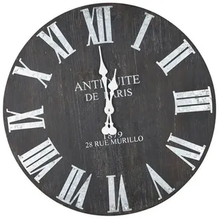 Globo Wanduhr , Anthrazit , Holzwerkstoff , 4.5 cm , Dekoration, Uhren, Wanduhren