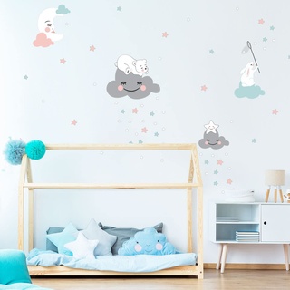 Wandtattoo Kinder Dekoration Babyzimmer Wandtattoo Kinderzimmer Wandaufkleber Sterne Angeln Wandaufkleber Wandaufkleber Sterne Angeln H60 x 90 cm