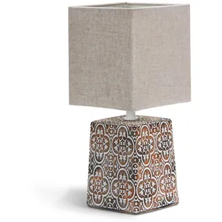 Aigostar Tischlampe aus Keramik E14 Tischleuchte Vintage Lampe für Nachttisch Beistelltisch Nachttischlampe Stoffschirm Retro Lustig