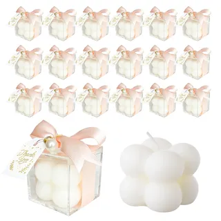 20 Stück Bubble Kerzen, Duftkerzen mit Acrylboxen, Bändern und Geschenkanhängern, Kerzen-Gastgeschenke für Hochzeit, Brautparty, Babyparty, Geburtstagsfeier