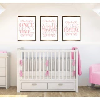 Once Upon Set mit 3 Zitaten Baby Mädchen Kinderzimmer Dekor Wandkunst Poster Druck Pink - Größe A1-594 x 841 mm