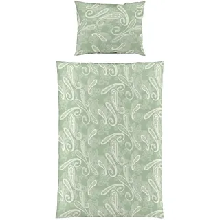 Fleuresse Bettwäsche , Weiß, Hellgrün , Textil , Paisley , 140x200 cm , Heimtextilien, Bettwäsche & Leintücher, Bettwäsche, Satin-Bettwäsche