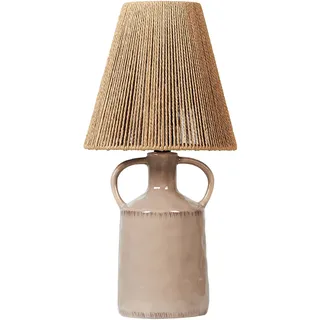 BELIANI Tischlampe Taupe Keramik Vasenform 51 cm Papierschirm Trommelform Kabel mit Schalter Handgefertigt Boho Schlaf- u. Wohnzimmer Beleuchtung - Beige