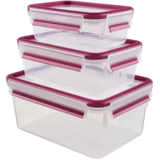 Emsa Frischhaltedosen rechteckig Himbeer 0,55 l + 1 l + 2,2 l 3-teiliges Set