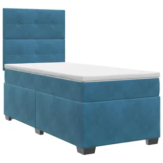 vidaXL Boxspringbett mit Matratze mit Kopfteil Blau 80 x 200 cm Samt - Blau