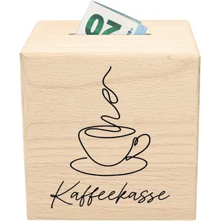Kaffeekasse aus Holz als Trinkgeldkasse Spardose und Spendenkasse