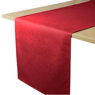 Decomira Tischläufer wasserabweisend Leinen-Optik - Fleckschutz, abwaschbar - Als Garten-Tischdecke Outdoor für Esstisch - Rot - 30x100 cm