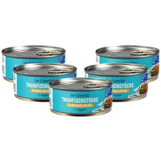 by Amazon Thunfischstücke in Sonnenblumenöl, 145g (Packung mit 5)