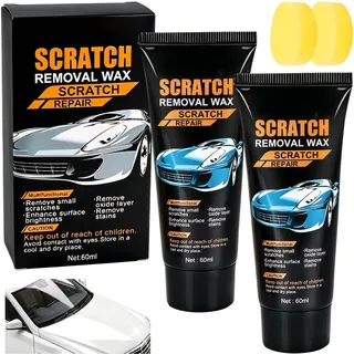 2 Stück Kratzer Entferner Auto Schneller 120ML Kratzer Entferner Auto, 120ml Autokratzer Reparatur Paste mit Schwamm & Tuch, Scratch Remover Wax, 3-In-1 Tiefen Autopolitur Kratzer Entfernen