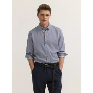Businesshemd BUGATTI "Easy-Care", Herren, Gr. XL, Normalgrößen, 390, marine, Satin, 100% Baumwolle, gestreift, normal, Hemden Businesshemd, gestreift mit Satin-Optik