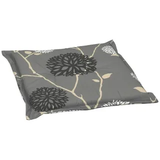 Gartenhockerauflage , Grau, Schwarz, Weiß, Beige , Textil , Blume , Füllung: Schaumstoff, Vlies , 48x4x48 cm , Made in Germany , hochwertige Qualität, für den Außenbereich geeignet, mittels Bändern zu befestigen , Heimtextilien, Wohntextilien, Sitzkissen