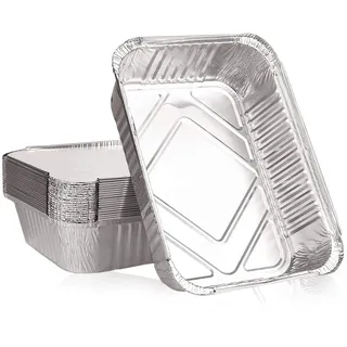 Gtwinsone 20 Stück Aluschalen Grill 1000 ml Alu Grillschale mit Deckel Einweg Aluminium Tropfschalen Fettauffangschalen Gasgrill für Backen Braten Kochen (22x16x5 cm)