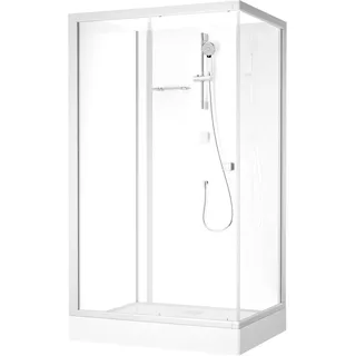 Marwell Fresh Shower Rectangle Komplettdusche mit Fronteinstieg 90 x 215 cm silber/transparent 90x115