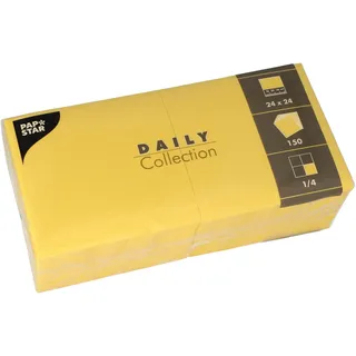 Papstar Papstar, 150 Servietten, "DAILY Collection" 1/4-Falz 24 cm x 24 cm gelb