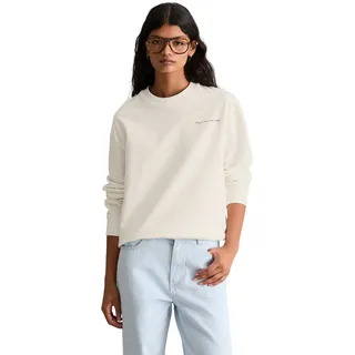 Sweatshirt MARC O'POLO DENIM, Damen, Gr. XS, silky weiß, Sweatware, Obermaterial: 100% Baumwolle, oversize normal, Rundhals, Rippbündchen, Sweatshirts Sweatshirt, oversized mit markantem Rückenprint