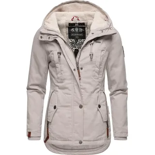 Winterjacke MARIKOO "Winterjacke Bikoo", Damen, Gr. L, grau (light grau), Obermaterial: 100% Baumwolle CO.  Obermaterial: Futter: 100% Polyester PES. 100% Polyester PES., Jacken Winterjacke