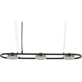 BELIANI LED Hängelampe in Schwarz / Messing aus Metall Oval 3-Flammig Modern für Küche Esstisch Wohnküche Hohe Decken Innenräume - Schwarz, Gold