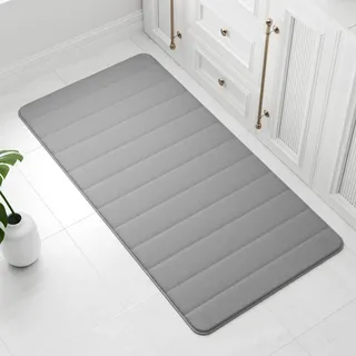wyewye Memory-Schaum-Badematte 60 x 120 cm Grau – Ultraweiche, rutschfeste, super saugfähige Badezimmermatte