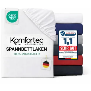 Komfortec Spannbettlaken Mikrofaser 90 x 200 cm weiß
