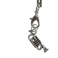 Miniblings Trompete Handyanhänger Handyschmuck Musik Musikinstrument silber mini- Handmade Modeschmuck I Anhänger Handyschmuck Schlüsselanhänger