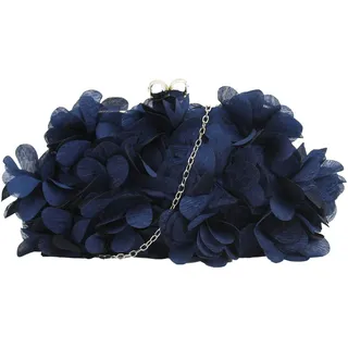 Milya Damen Clutch Blumen Elegante Brauttasche Hochzeit Party Kleidertasche Abendtasche Handtasche mit Kette Kiss Lock, Blau