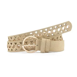 Hüftgürtel LASCANA "Hosengürtel, Anzuggürtel, Gürtel, Jeansgürtel", Damen, Gr. 85, beige, Kunstfaser, unifarben, Gürtel Hüftgürtel, mit kleinen Cut-Outs - für Hosen & Kleider, Topseller