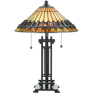 Premium Tiffany Lampe Zugschalter 57cm Hoch Wohnzimmer Tischleuchte E27
