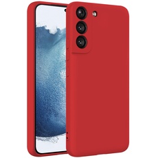 TBOC Hülle Kompatibel mit Samsung Galaxy S22 5G [6.1"] Starre Hülle [Rot] Flüssig Silikon [Soft Touch] Mikrofaser Innenfutter [Schützt Kamera] rutschfest Widerstandsfähige Schmutz Kratzer